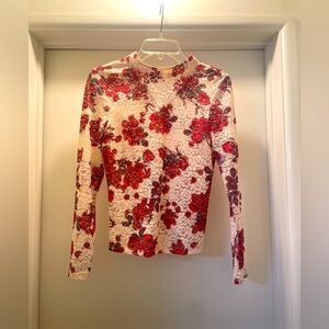 ZARA Flower Print Long Sleeve Lace Top 🌹